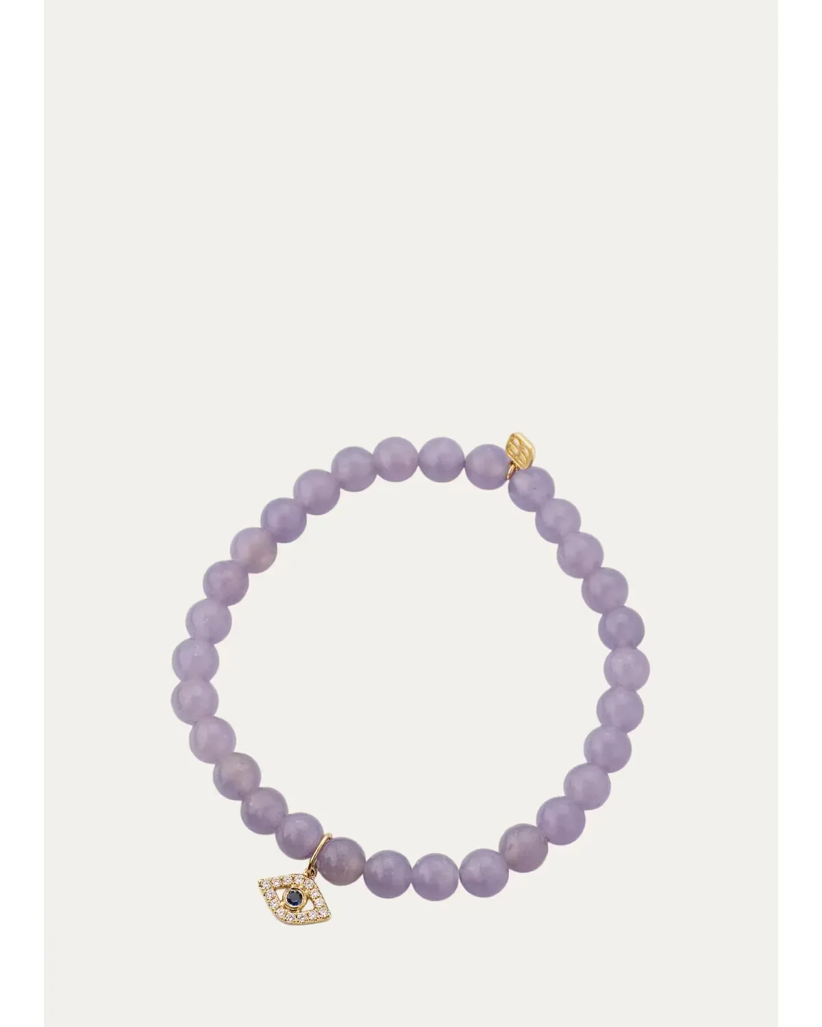 14K Sapphire and Diamond Evil Eye Charm on Tanzanite Stretch Bracelet by Sydney Evan