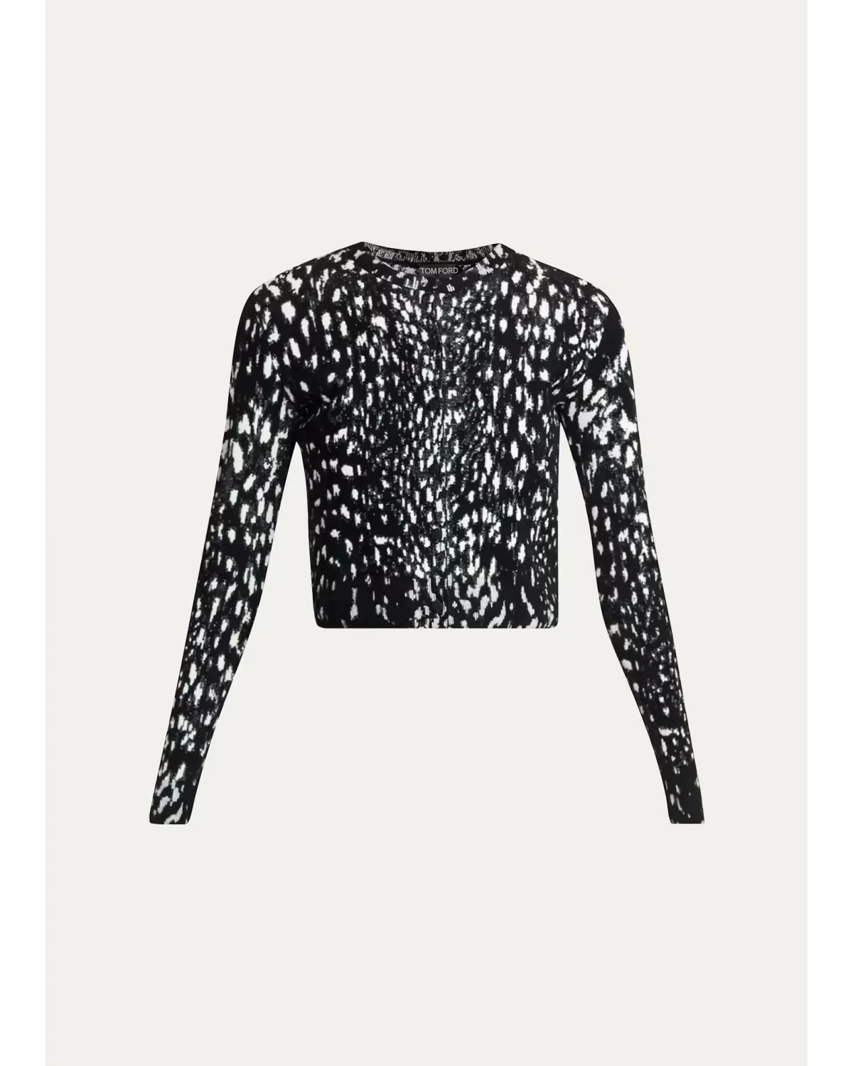 Lynx Jacquard Compact Velvet Knit Crewneck Cardigan by Tom Ford