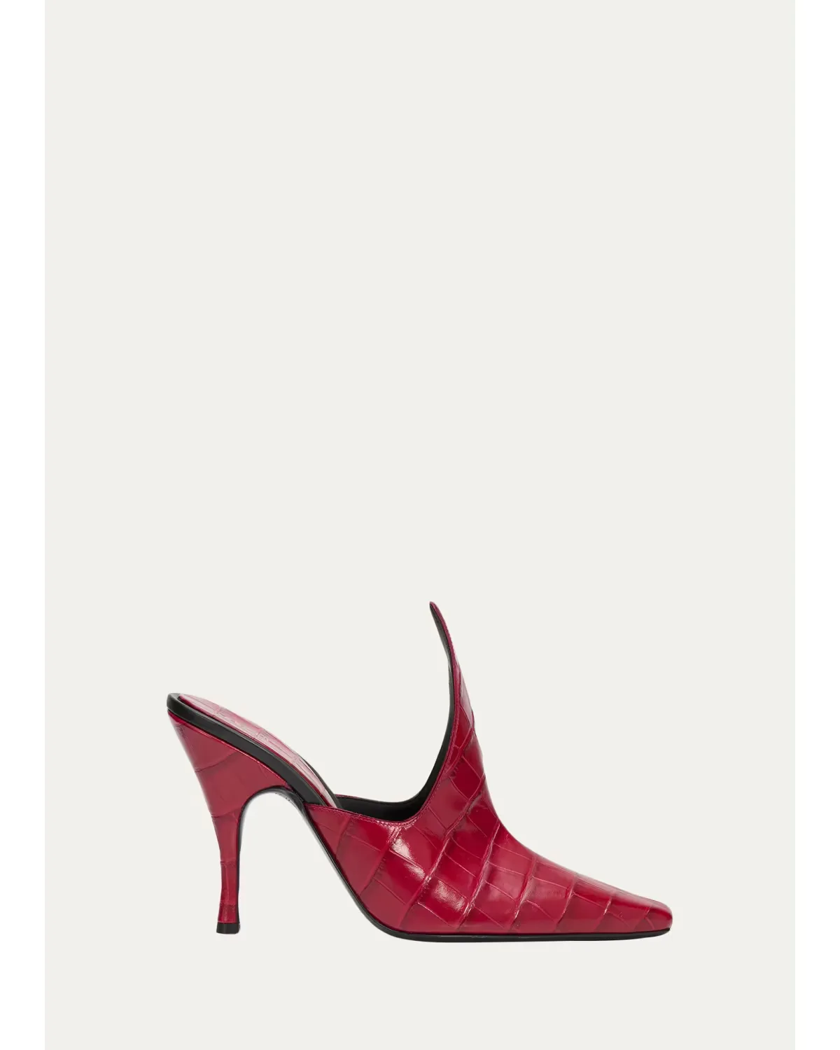100mm Court Croc-Embossed Leather Mules by ALAA