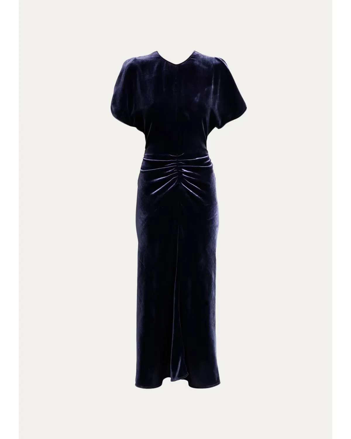 Bela Ruched Velvet Midi Dress by Victoria Beckham