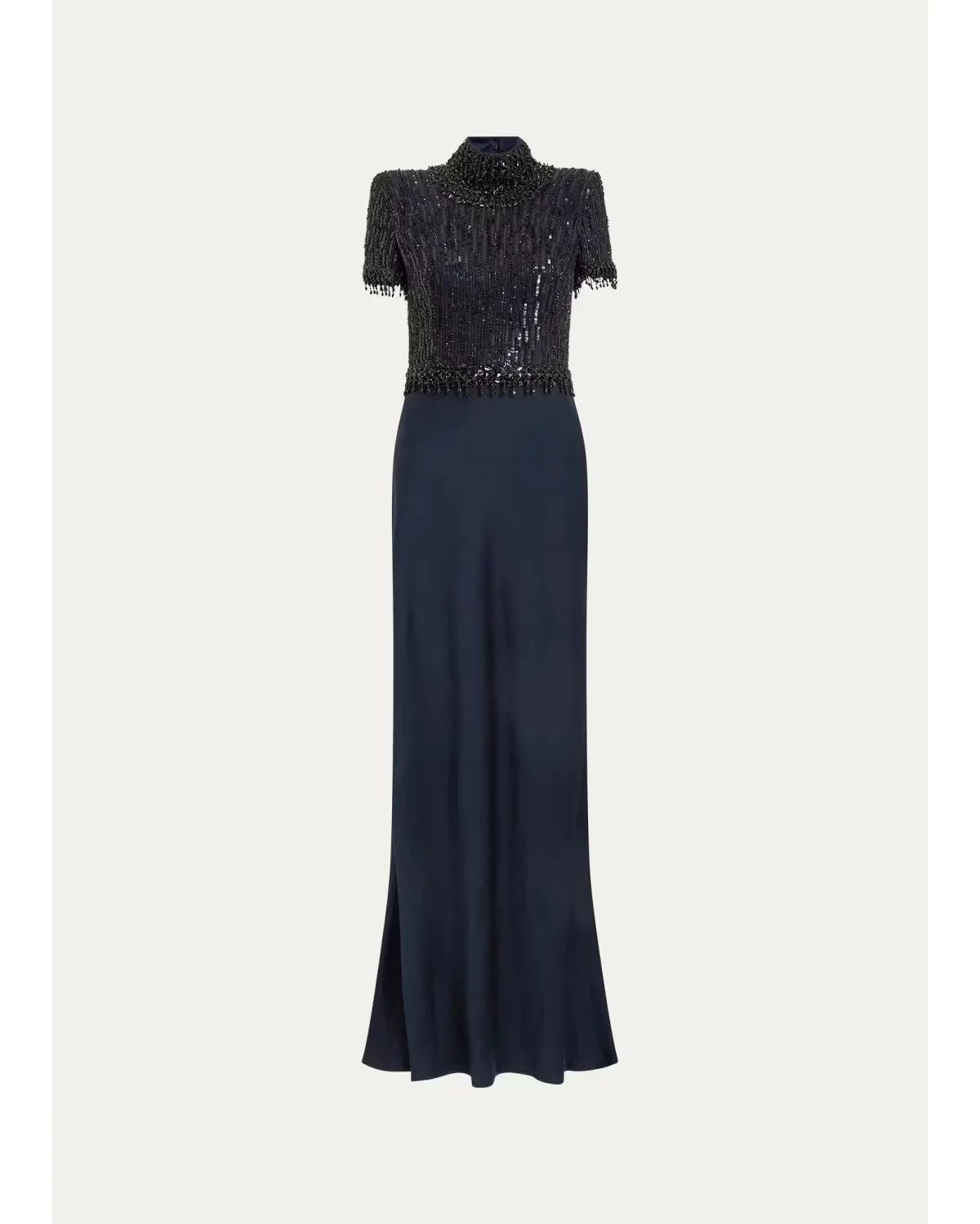 Trinity Embellished Strong-Shoulder Satin Gown by Jenny Packham