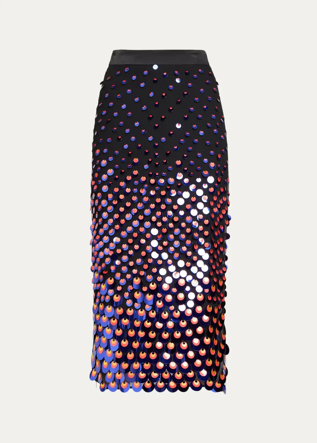 Sequined Silk Chiffon Midi Pencil Skirt