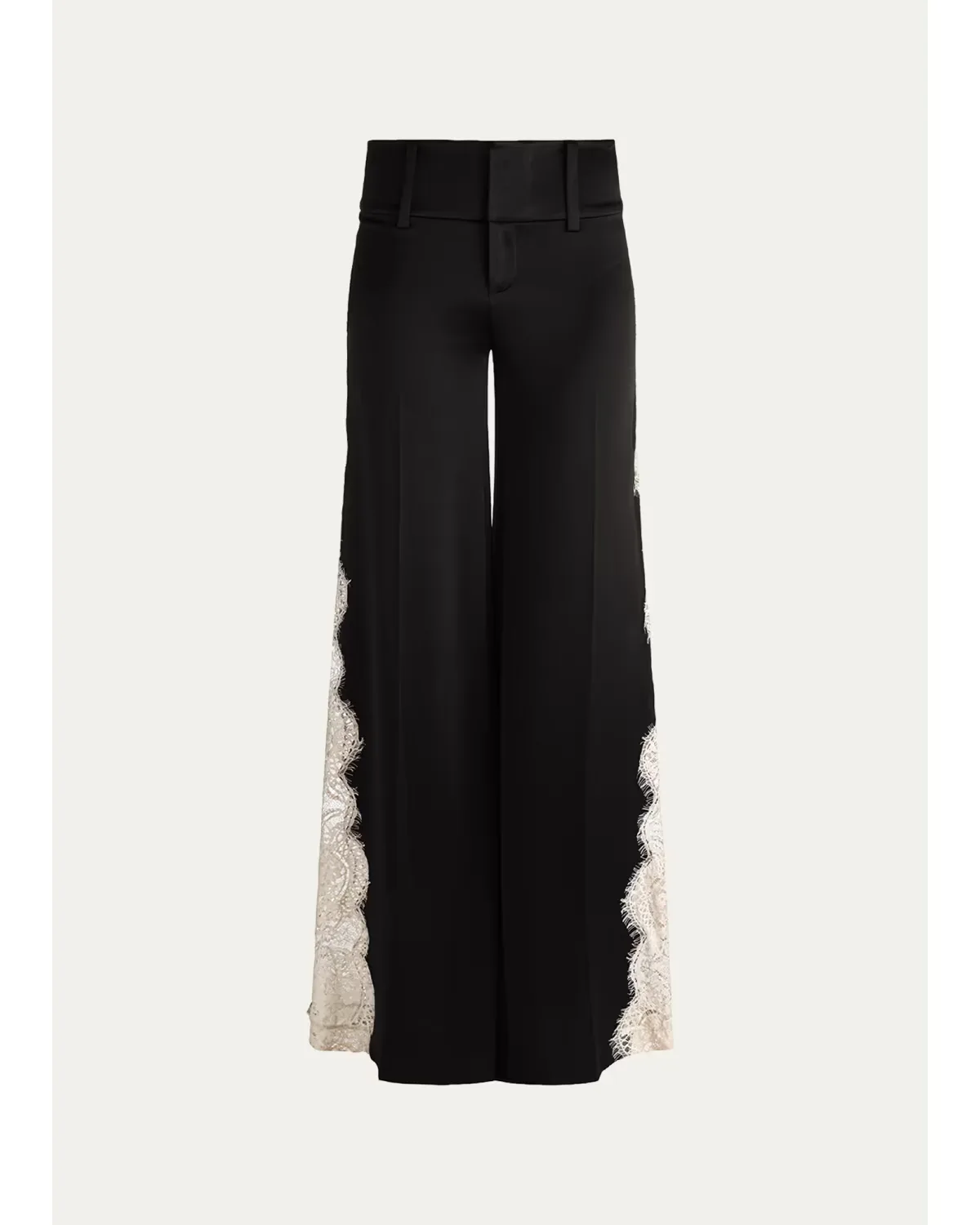 Olivia Lace-Trim Satin Wide-Leg Pants by Alice + Olivia