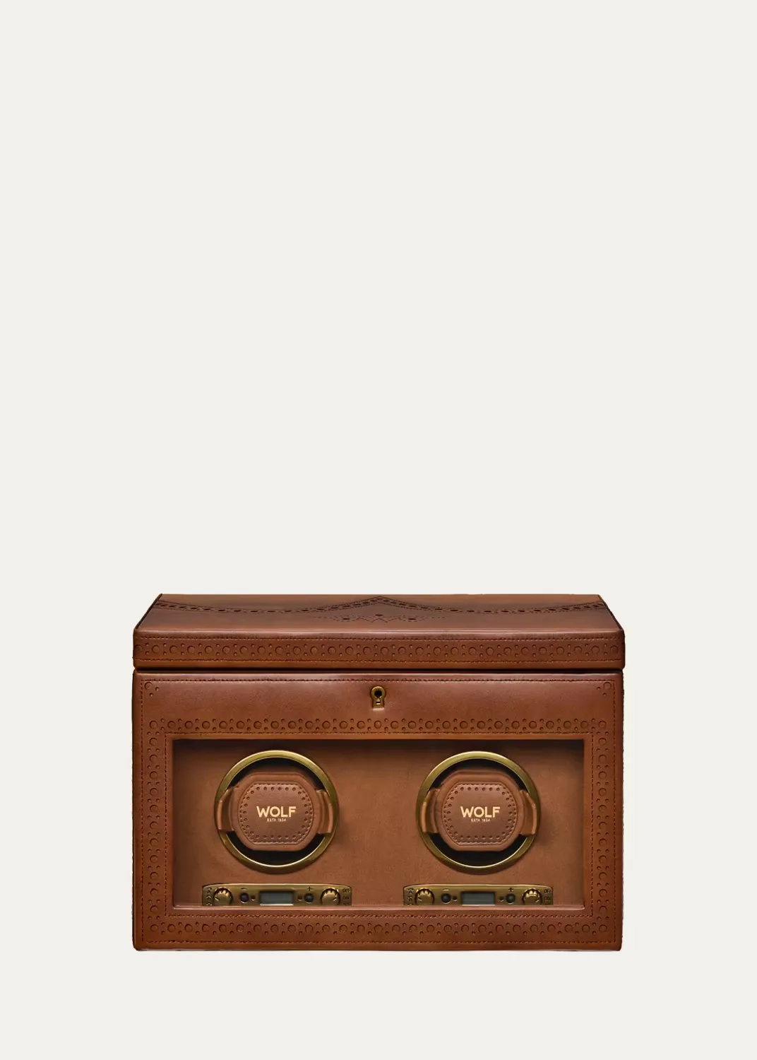 Brogue Double Watch Winder with Storage by WOLF