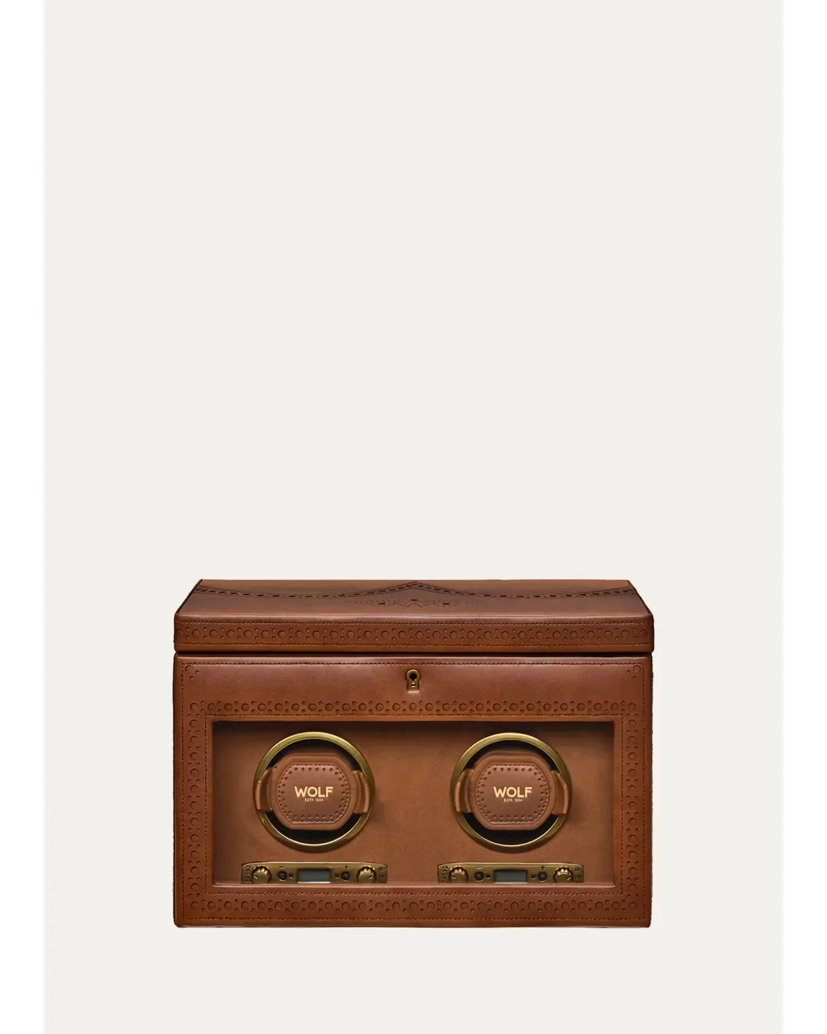 Brogue Double Watch Winder with Storage by WOLF