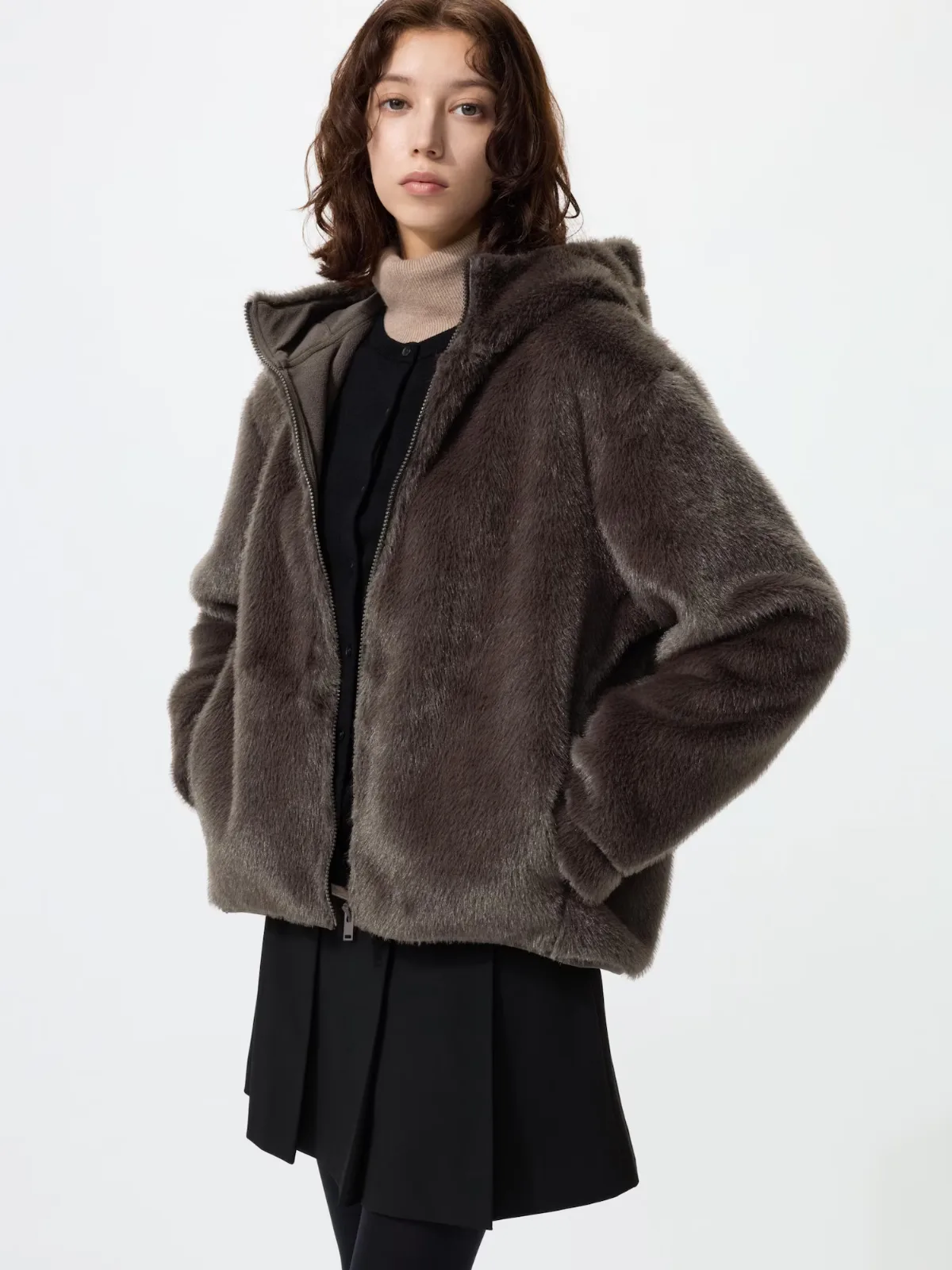 Faux Fur Hooded Jacket by Uniqlo