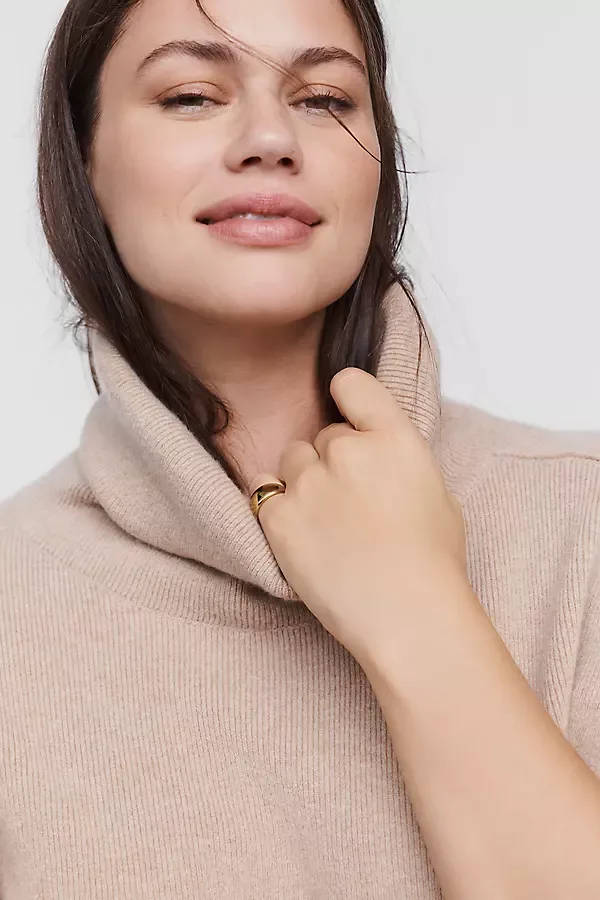 High-Neck Short Sleeve Sweater