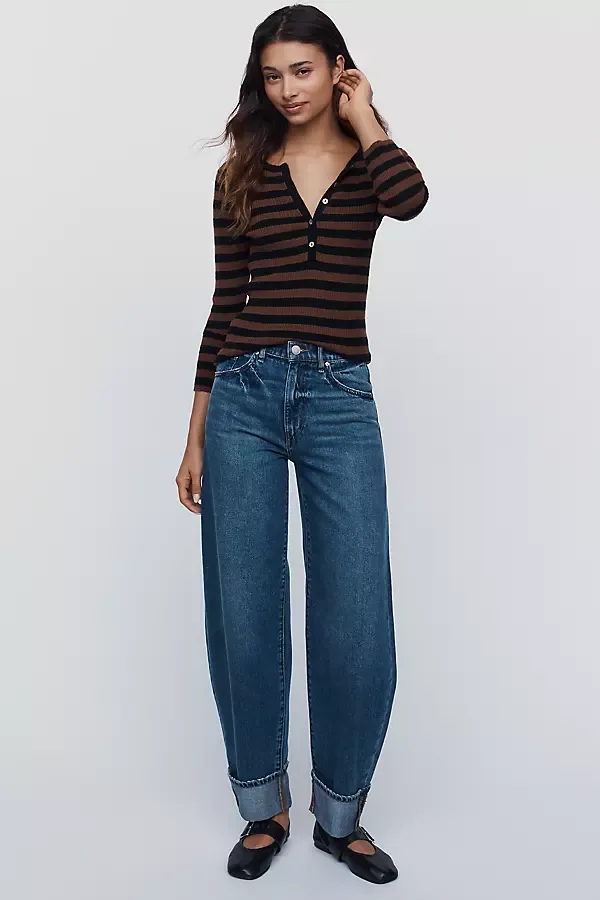 Aria High Rise Cuffed Barrel Jeans