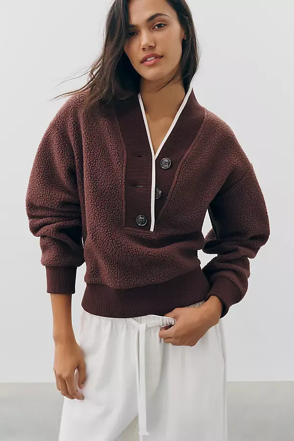 Brenna Button-Front Fleece Pullover by Varley