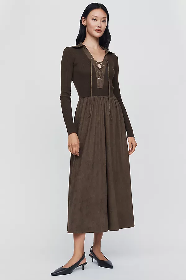 Twofer Lace Up Midi Dress by Moon River