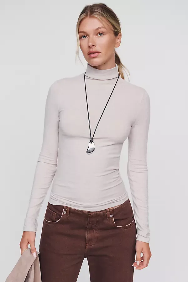 Arena Wool Blend Fitted Turtleneck Top by Anthropologie