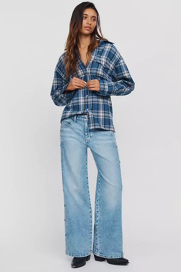 Esme Mid Rise Wide Leg Grommet Jeans by Pilcro