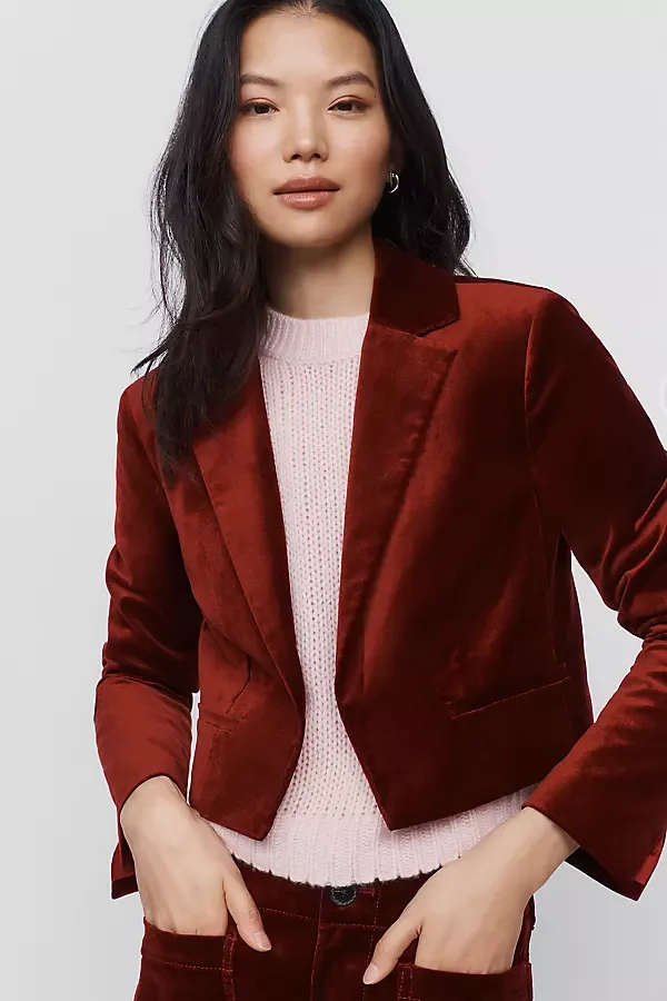 Cropped Tuxedo Blazer Jacket by Maeve