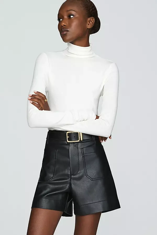 Colette Faux Leather Longline High Rise Shorts by Maeve