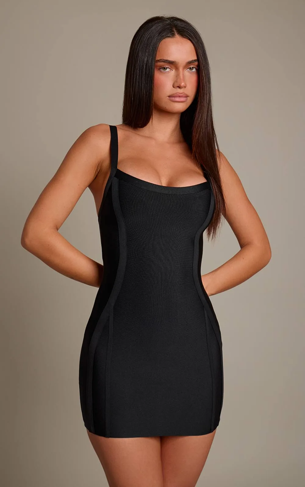 Bandage Straight Neck Mini Dress