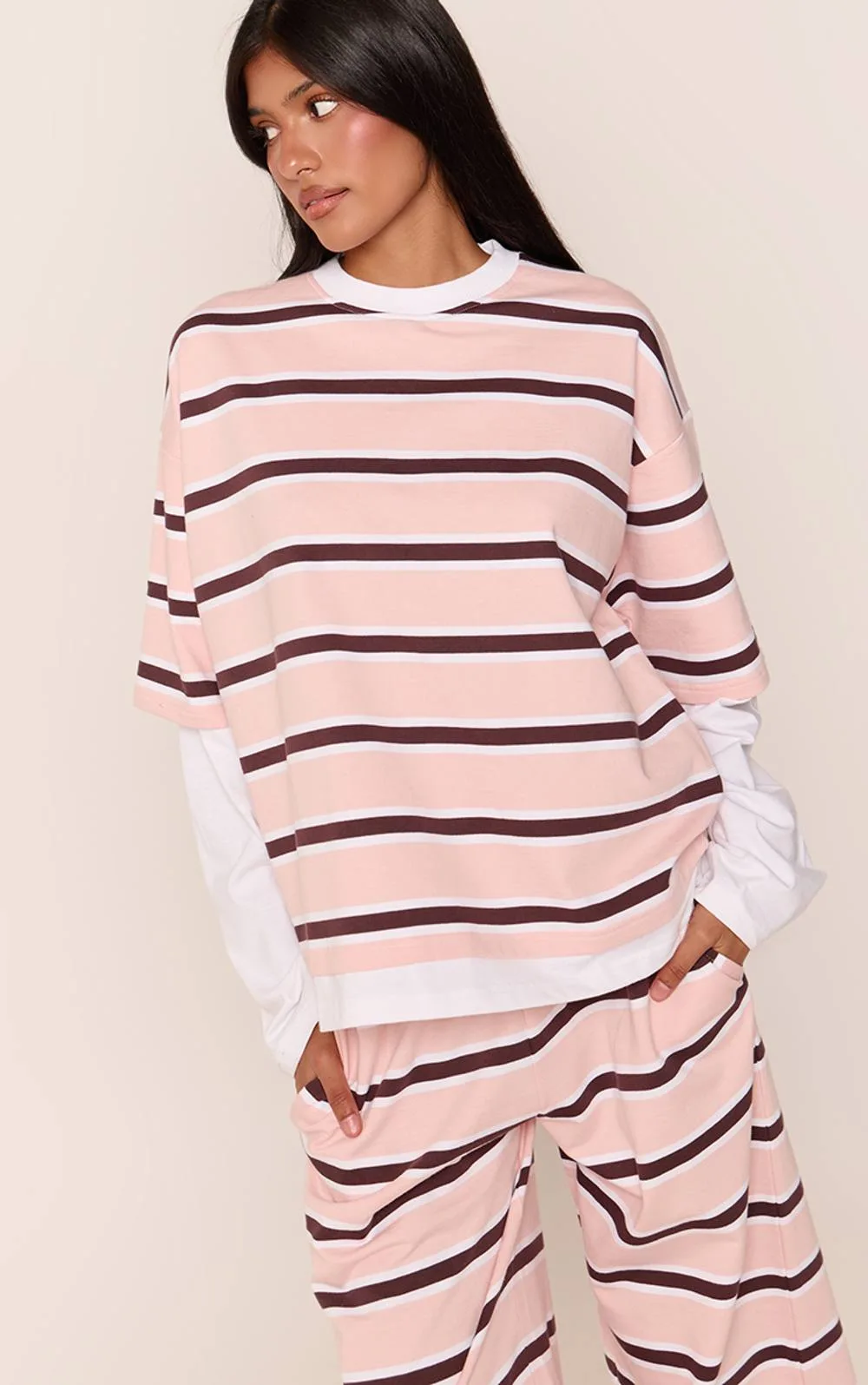 Striped Double Layer T-Shirt by PrettyLittleThing