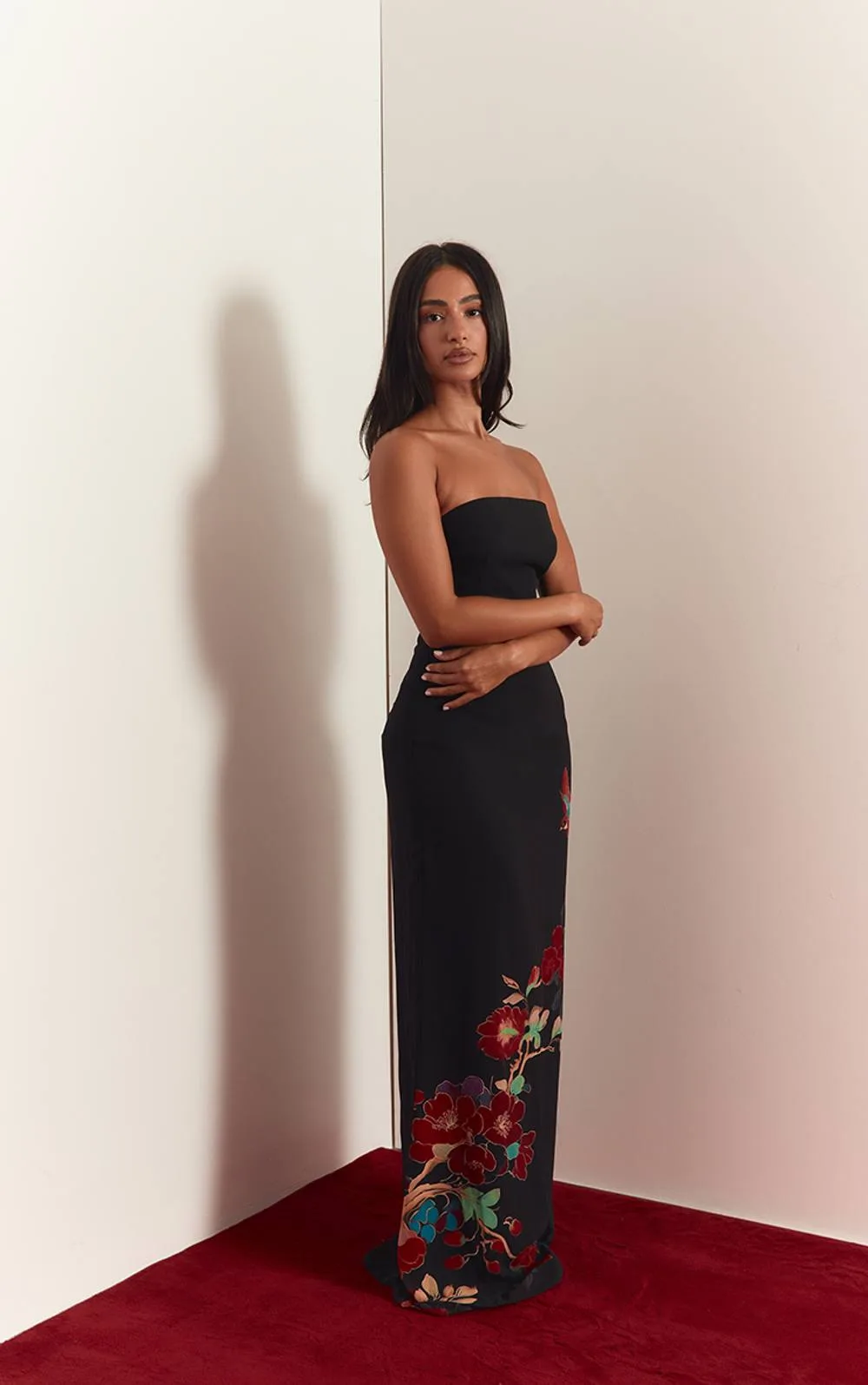 Printed Bandeau Column Maxi Dress by PrettyLittleThing