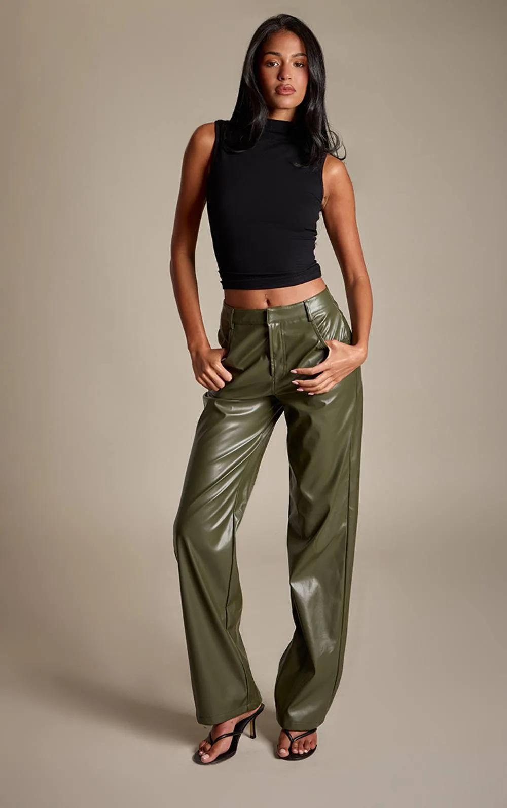Faux Leather Trousers by PrettyLittleThing