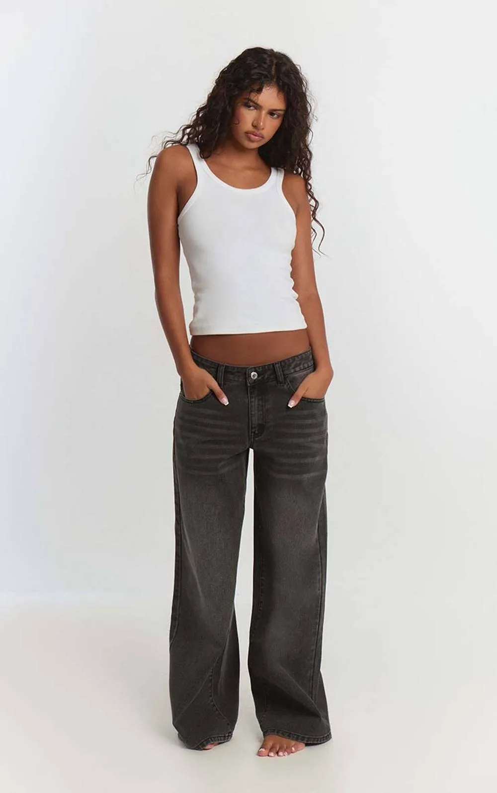 Low Rise Wide Leg Jeans by PrettyLittleThing