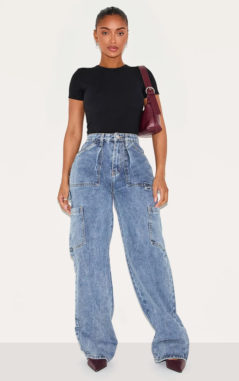 Cargo Pocket Wide Leg Jeans by PrettyLittleThing