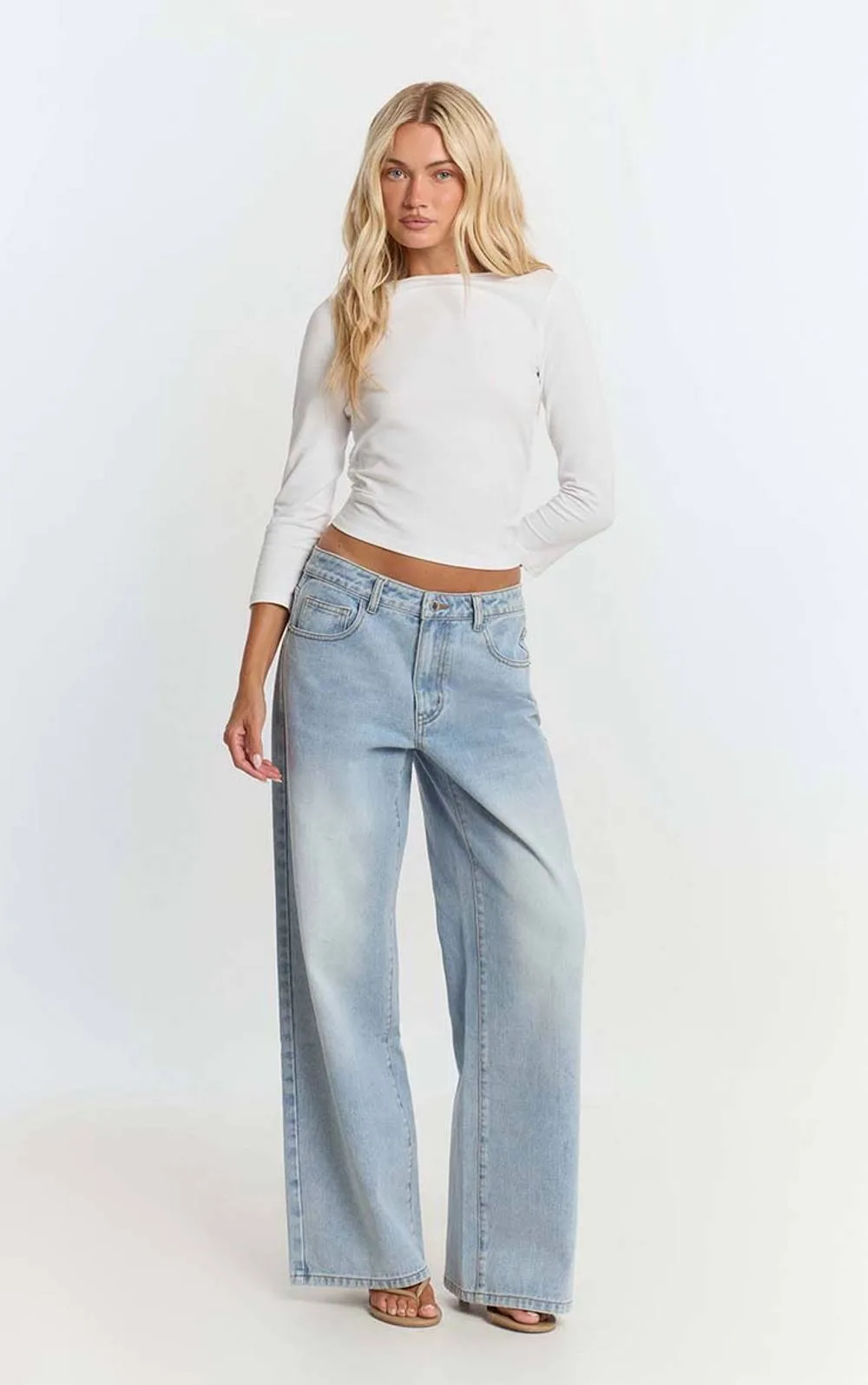 Washed Low Rise Wide Leg Jeans by PrettyLittleThing
