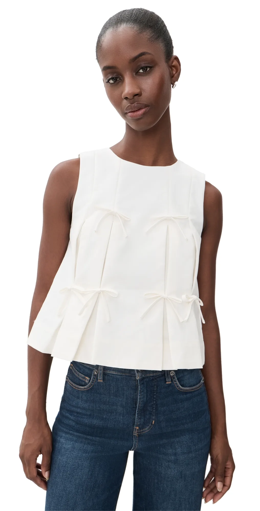 Multi Bow Pleated Top by English Factory