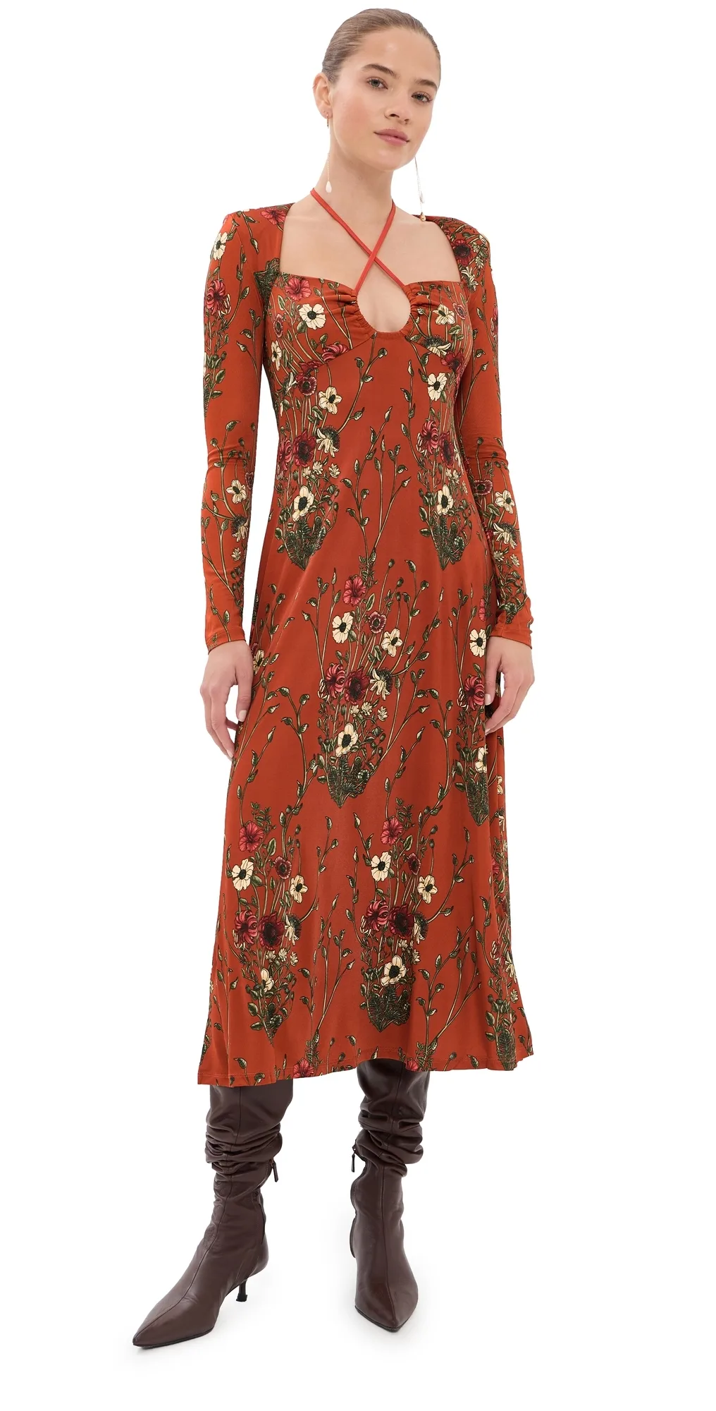 Marsala Festive Performance Ankle Dress by Johanna Ortiz