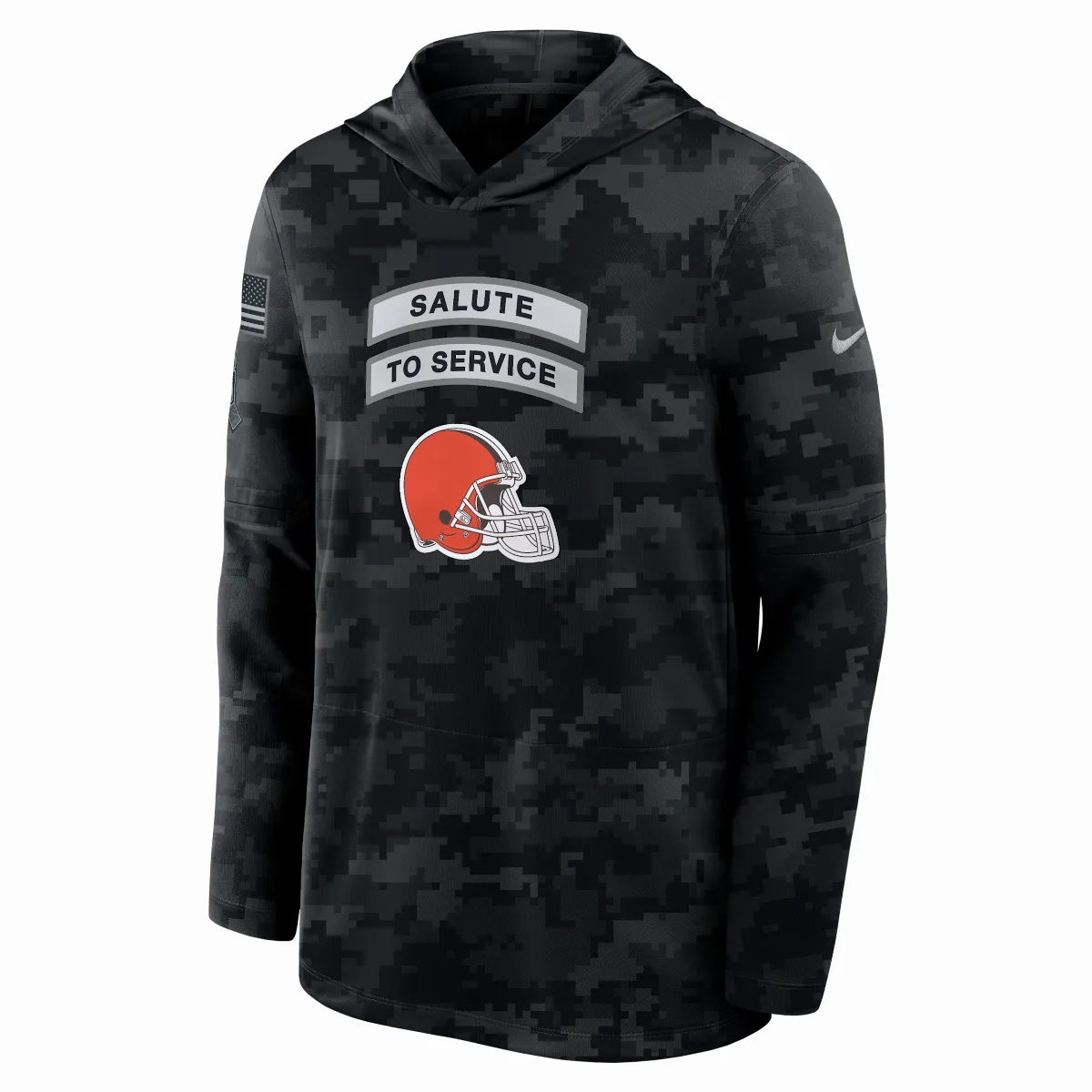 Cleveland Browns Salute to Service Sideline Dri-FIT NFL Long-Sleeve Hooded Top by Nike