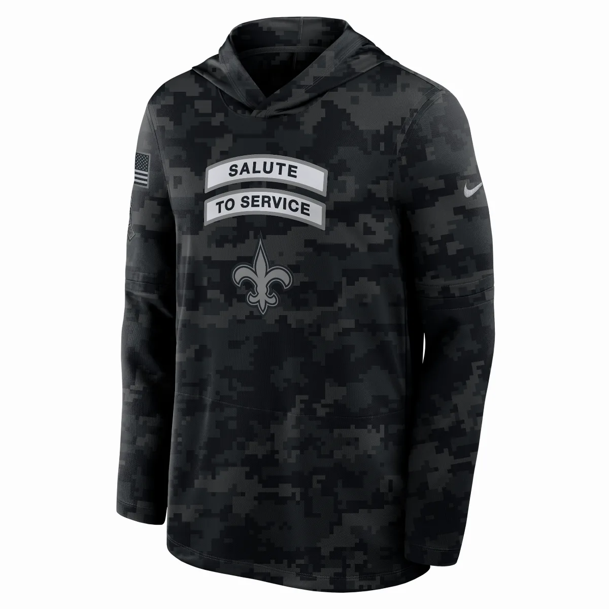 New Orleans Saints Salute to Service Sideline Dri-FIT NFL Long-Sleeve Hooded Top by Nike