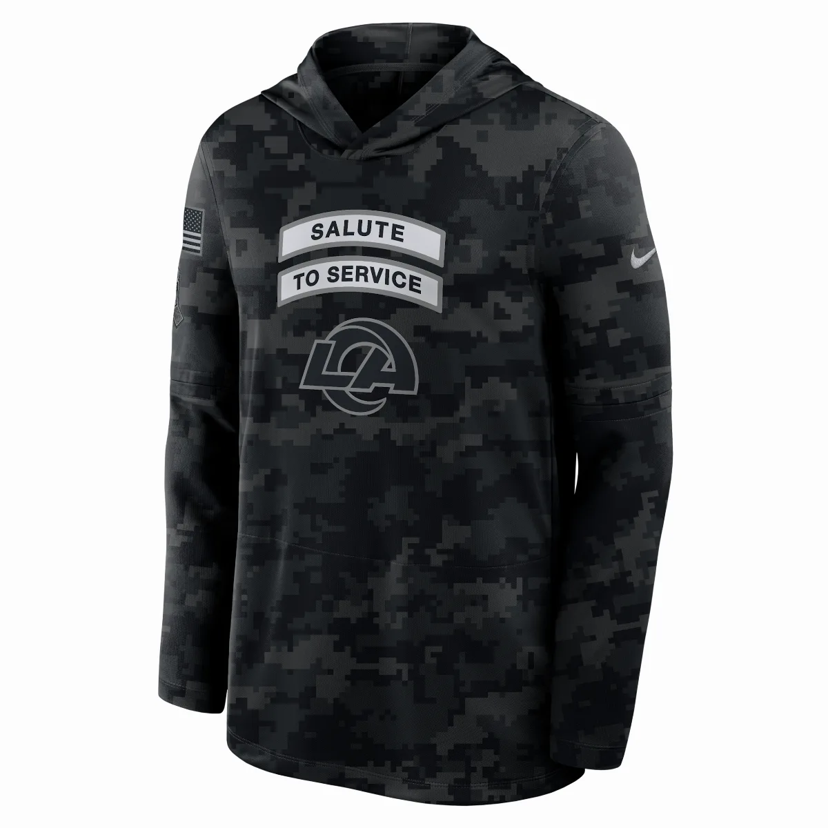 Los Angeles Rams Salute to Service Sideline Dri-FIT NFL Long-Sleeve Hooded Top by Nike