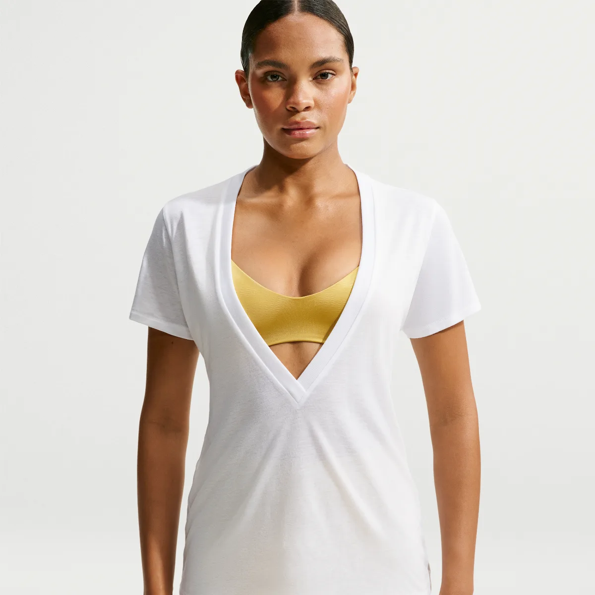 Nike SKIMS Performance Cotton Blend V-Neck Short-Sleeve Top by Nike