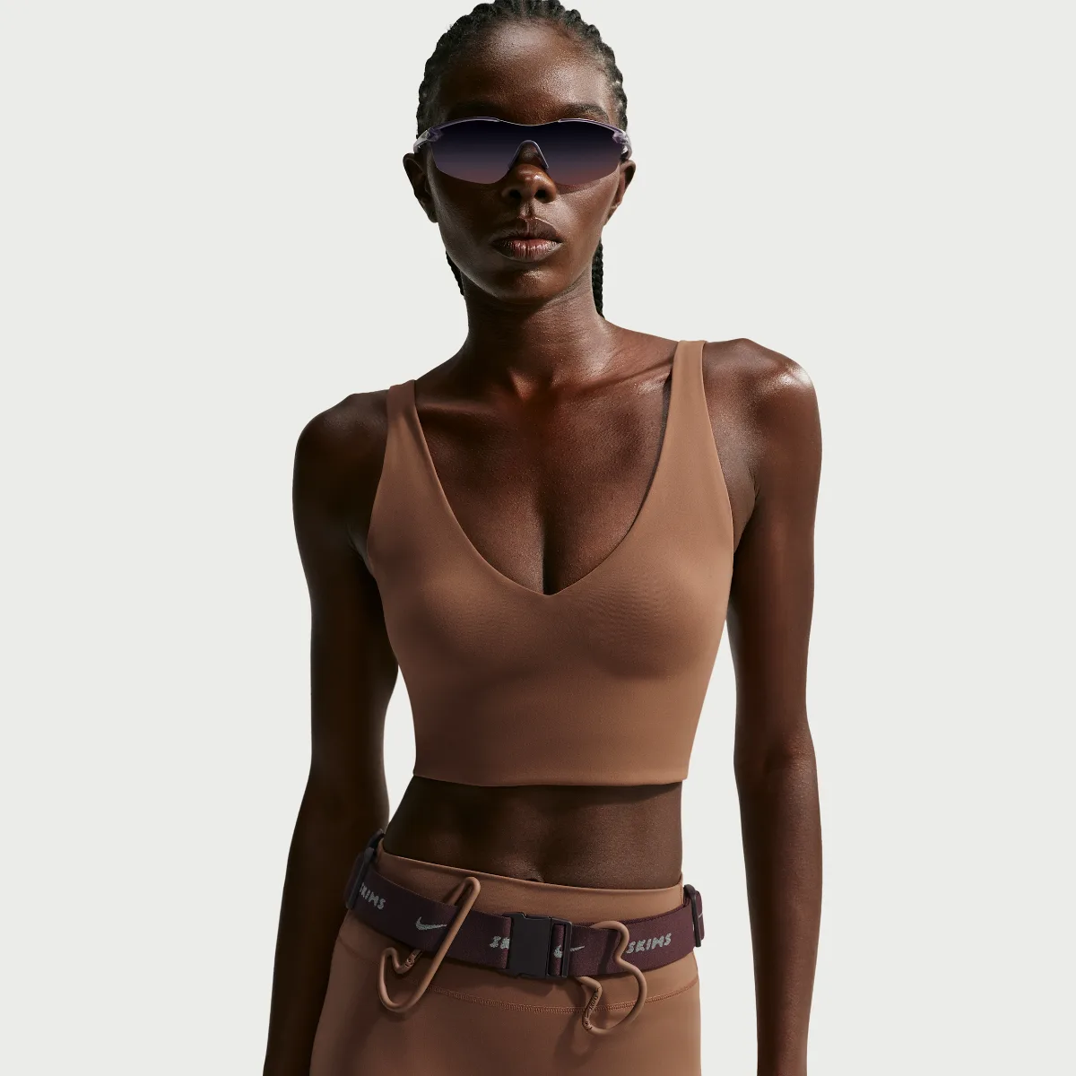 Nike SKIMS Matte V-Neck Long-Line Bra by Nike