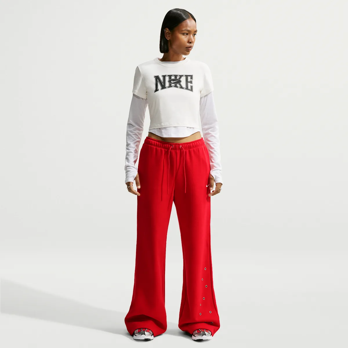 Studio Fleece Weight Mid-Rise Wide-Leg Pants