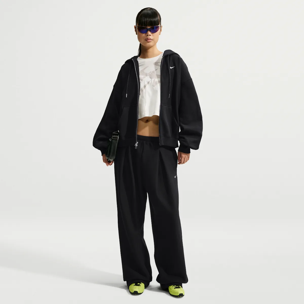 Studio Fleece Heavyweight Oversized High-Waisted Pleated Open-Hem Pants