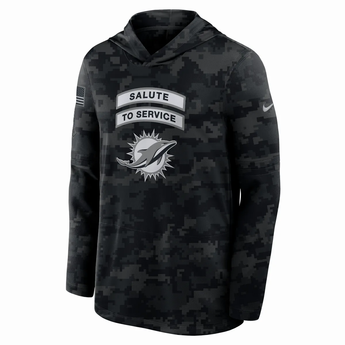 Miami Dolphins Salute to Service Sideline Dri-FIT NFL Long-Sleeve Hooded Top by Nike