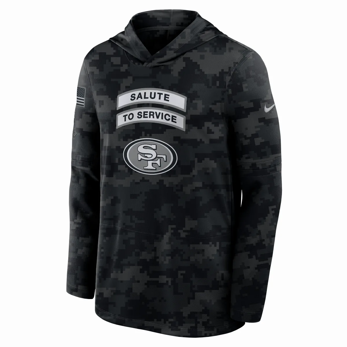 San Francisco 49ers Salute to Service Sideline Dri-FIT NFL Long-Sleeve Hooded Top by Nike