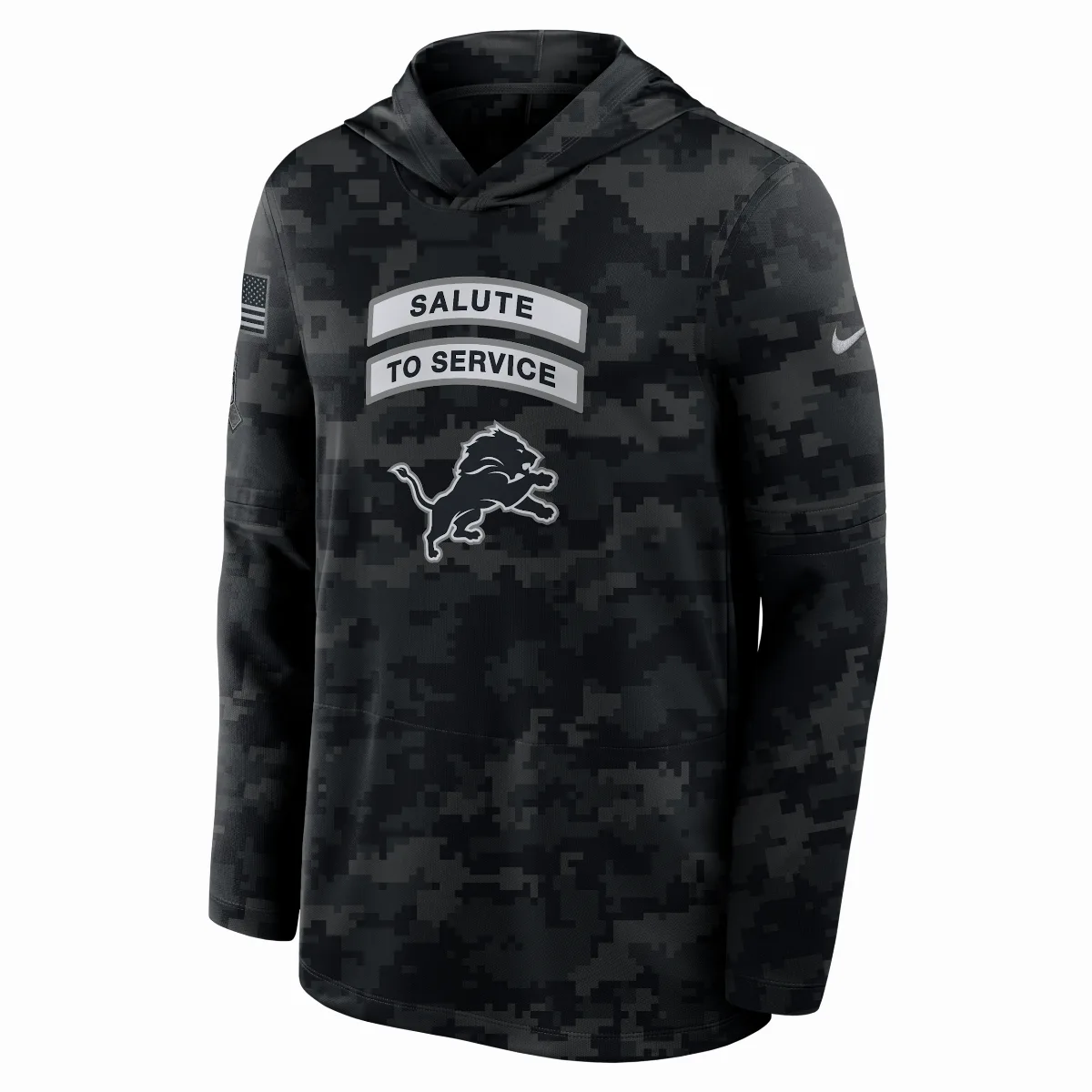 Detroit Lions Salute to Service Sideline Dri-FIT NFL Long-Sleeve Hooded Top by Nike