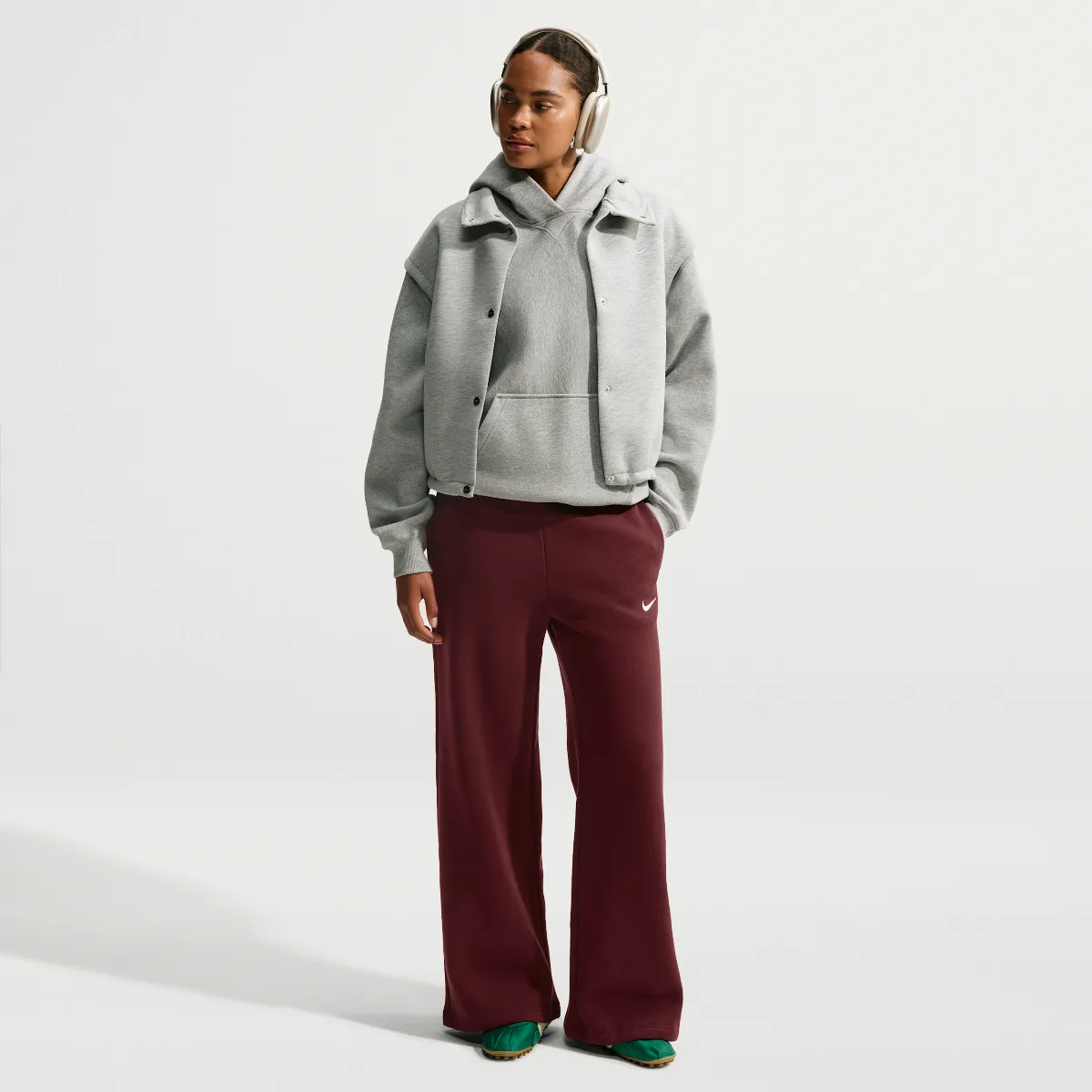 Studio Fleece Weight Mid-Rise Wide-Leg Pants