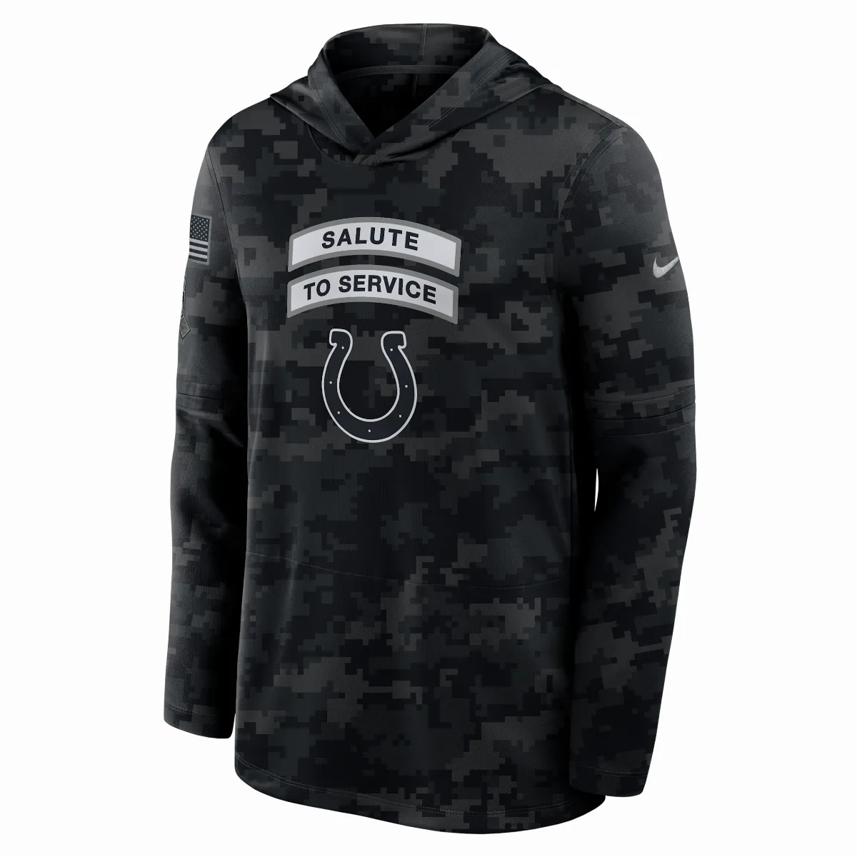 Indianapolis Colts Salute to Service Sideline Dri-FIT NFL Long-Sleeve Hooded Top by Nike
