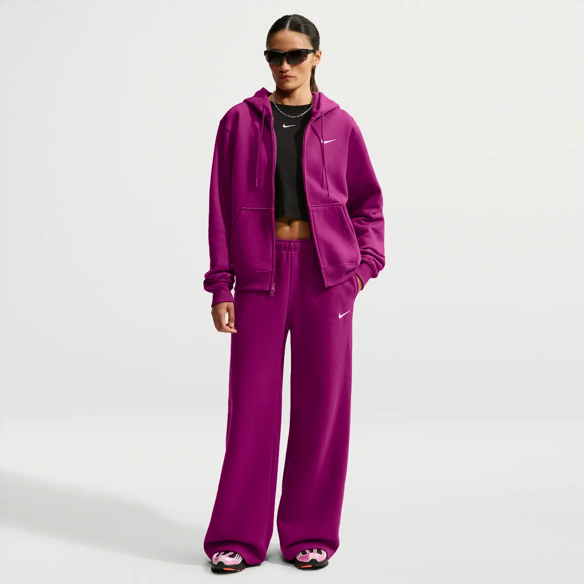 Studio Fleece Weight Mid-Rise Wide-Leg Pants