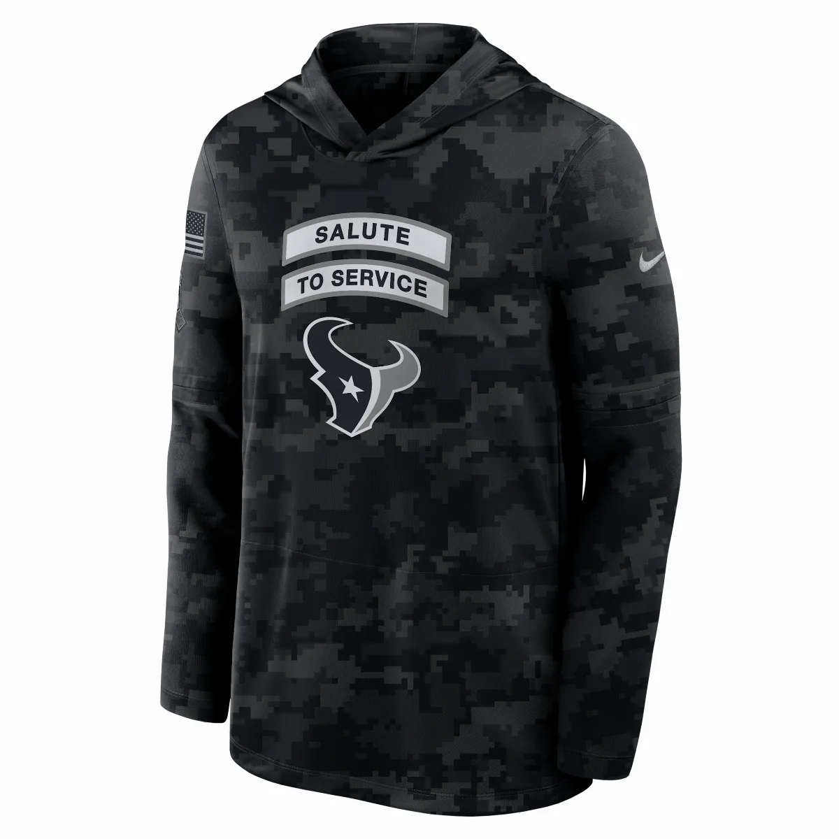 Houston Texans Salute to Service Sideline Dri-FIT NFL Long-Sleeve Hooded Top by Nike