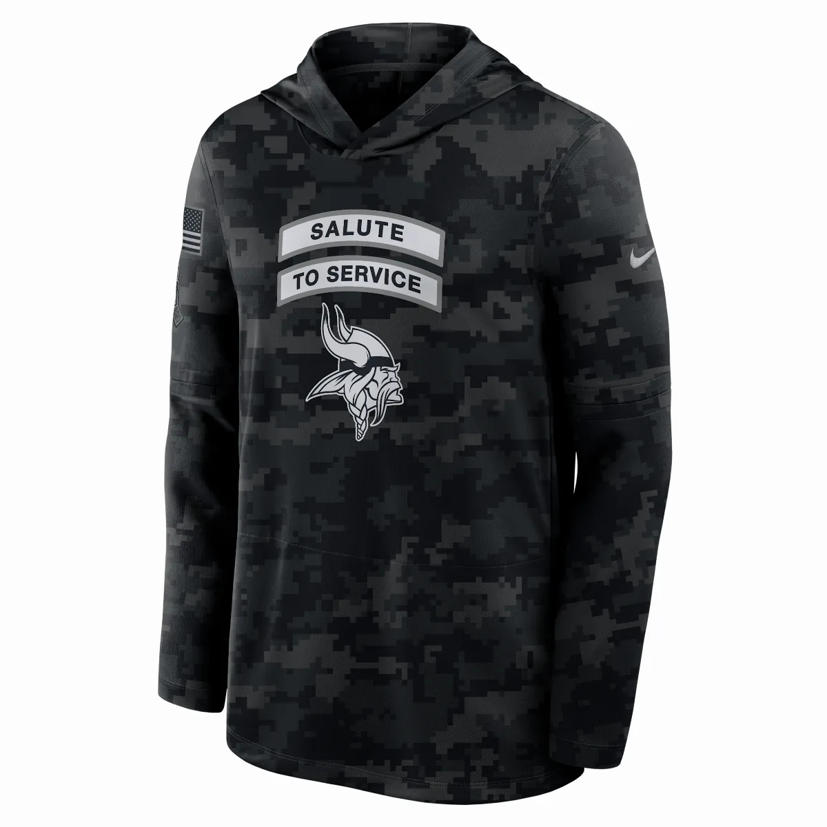 Minnesota Vikings Salute to Service Sideline Dri-FIT NFL Long-Sleeve Hooded Top by Nike