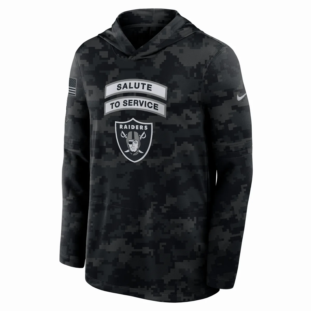 Las Vegas Raiders Salute to Service Sideline Dri-FIT NFL Long-Sleeve Hooded Top by Nike