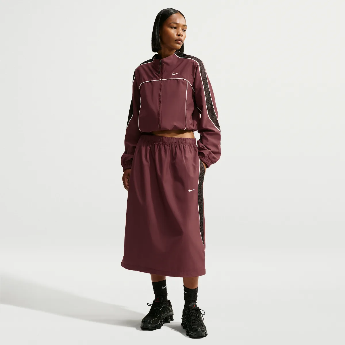 Sportswear Loose Parachute Midi Skirt