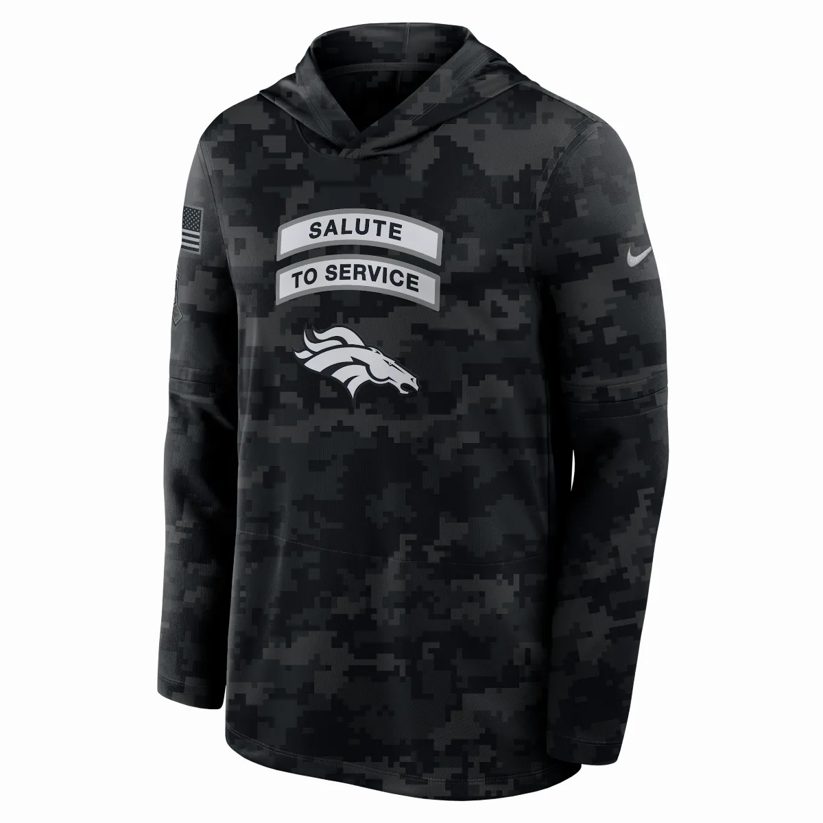 Denver Broncos Salute to Service Sideline Dri-FIT NFL Long-Sleeve Hooded Top by Nike