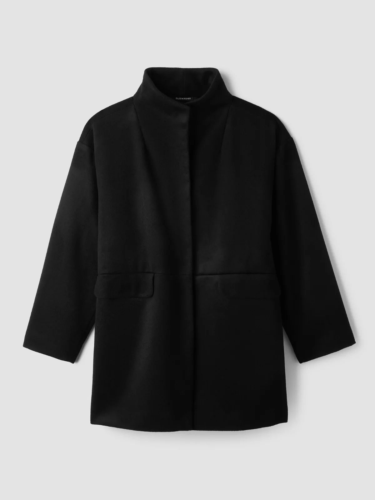Soft Wool Melton High Collar Coat by Eileen Fisher
