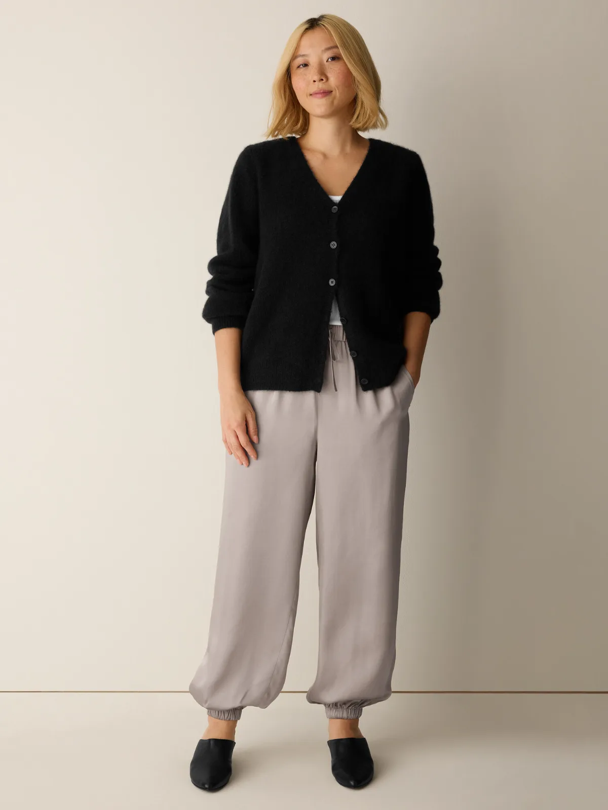 Smooth Satin Shimmer Jogger by Eileen Fisher