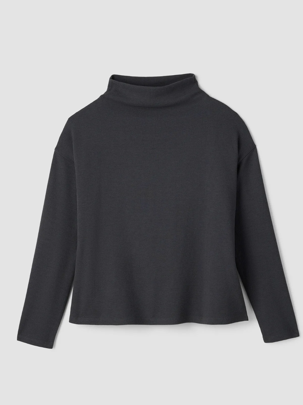 Waffle Cotton Blend Doubleknit Funnel Neck Box-Top by Eileen Fisher