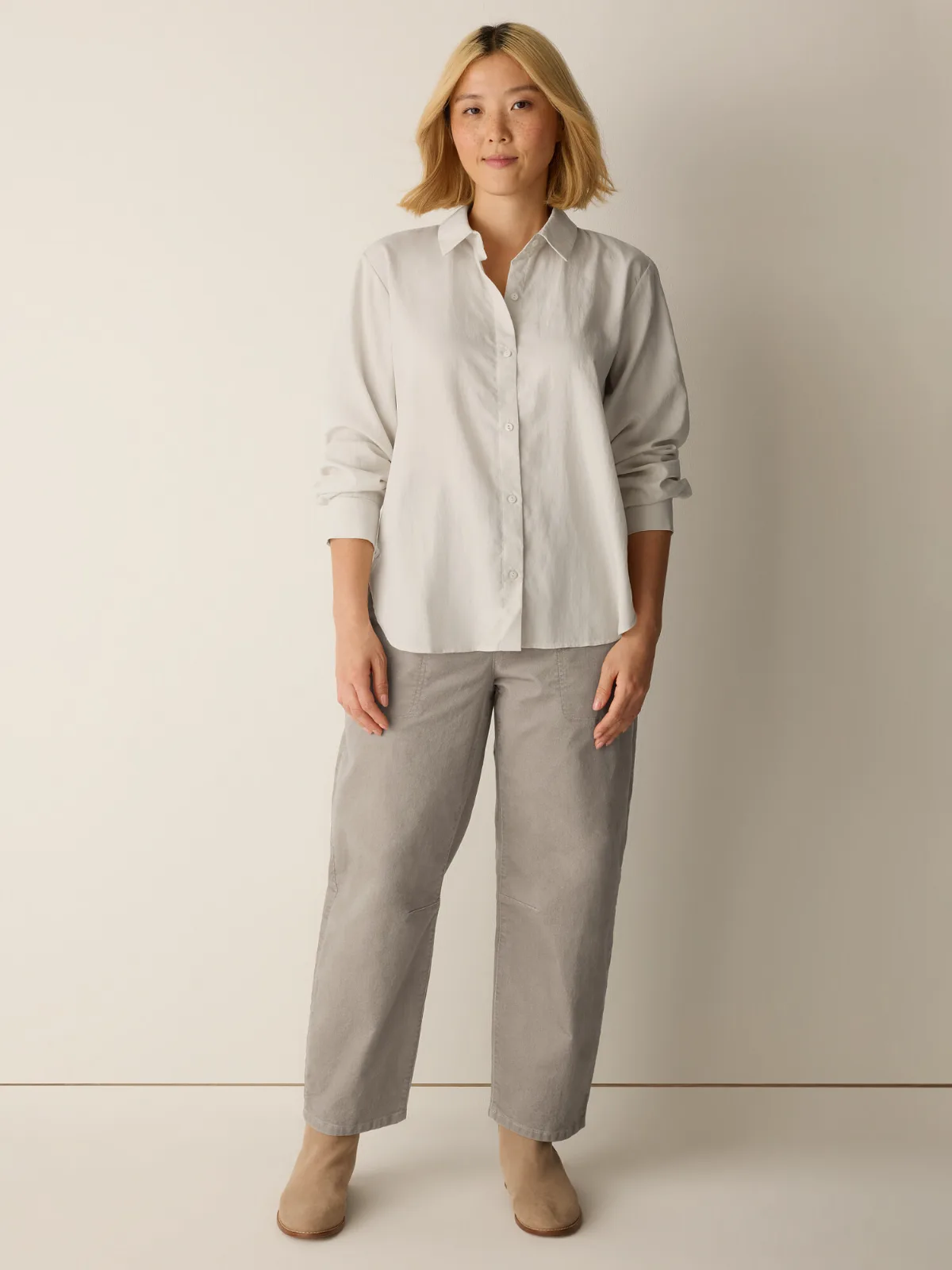 Airy Woven Shirting Classic Collar Shirt by Eileen Fisher