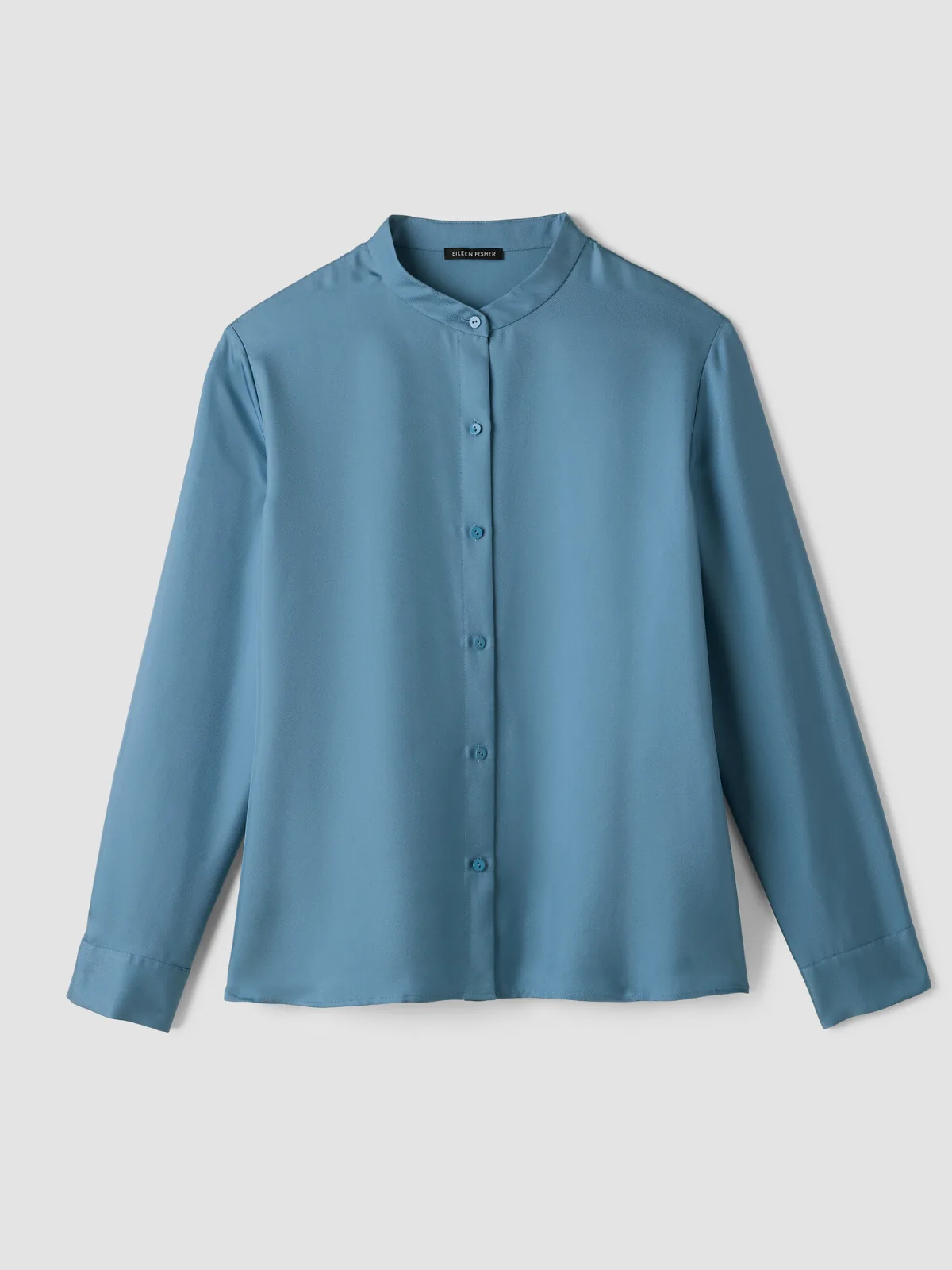 Silk Twill Band Collar Shirt by Eileen Fisher